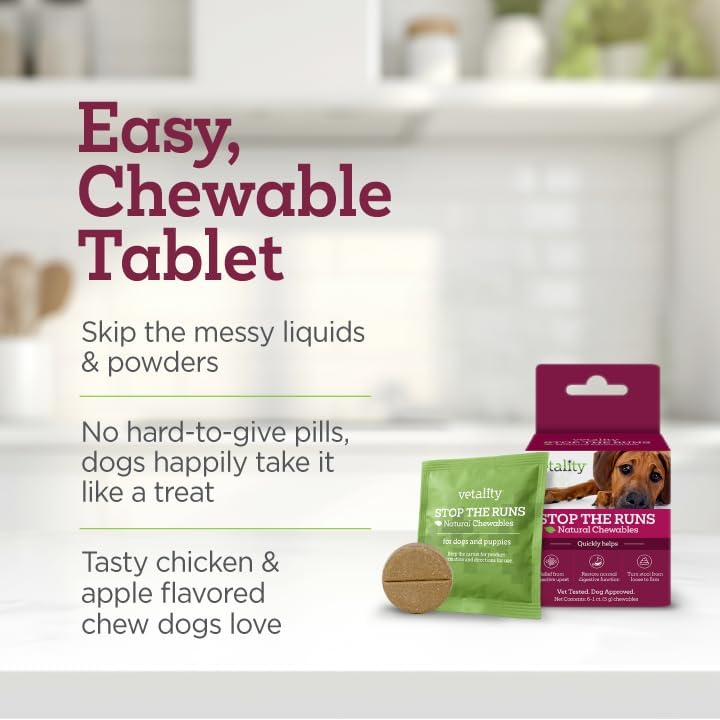 Amazon Vetality Stop The Runs | Dog Anti Diarrhea Medicine | 6 Count Chewable | Chicken Flavor - Honest Review and Buying Guide