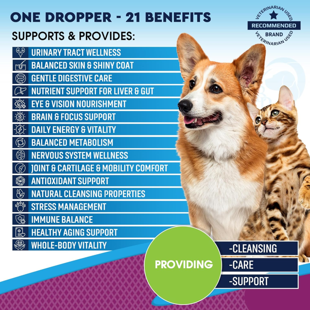 Amazon Cat & Dog Multivitamin Liquid with Glucosamine & Cranberry | 21 in 1 Health Supplements for Urinary Tract Kidney, Bladder, Hip & Joint, Skin & Coat | Natural UTI Medicine (60 ml) - Review and Buying Guide