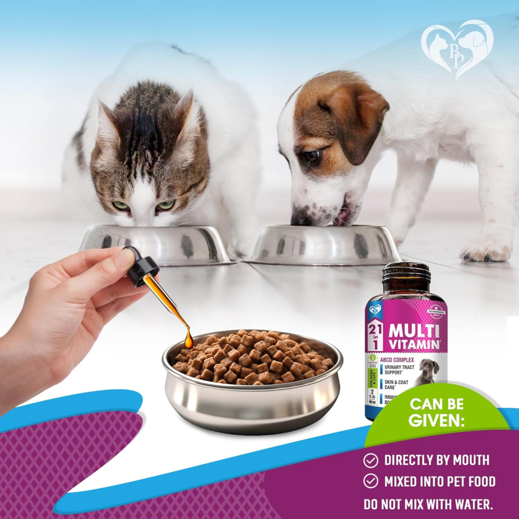 Amazon Cat & Dog Multivitamin Liquid with Glucosamine & Cranberry | 21 in 1 Health Supplements for Urinary Tract Kidney, Bladder, Hip & Joint, Skin & Coat | Natural UTI Medicine (60 ml) - Review and Buying Guide